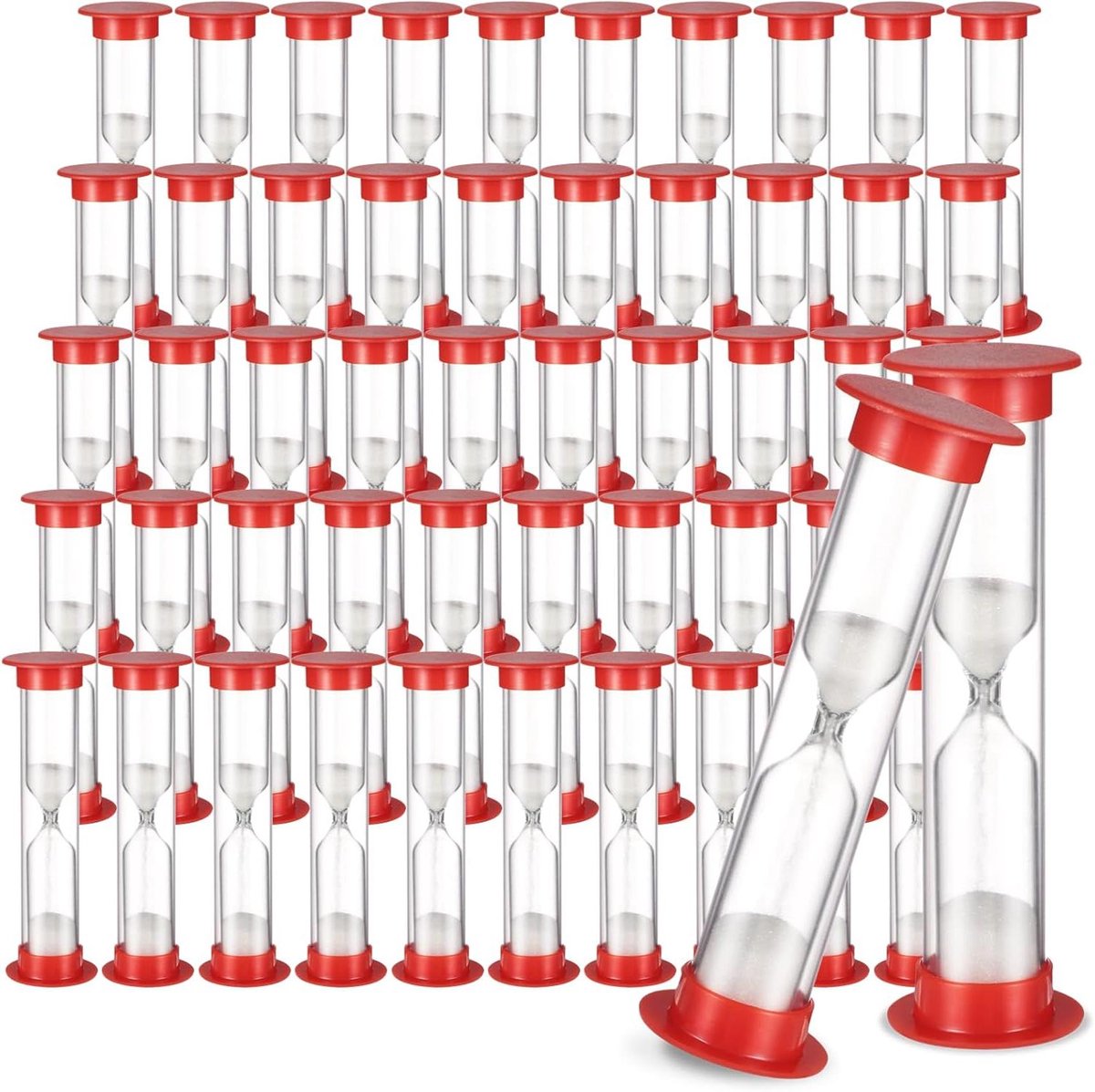 Zandlopers - Keukentimers - Tijd Beheren - Transparante Behuizing - 8.6 cm Hoog - Rood