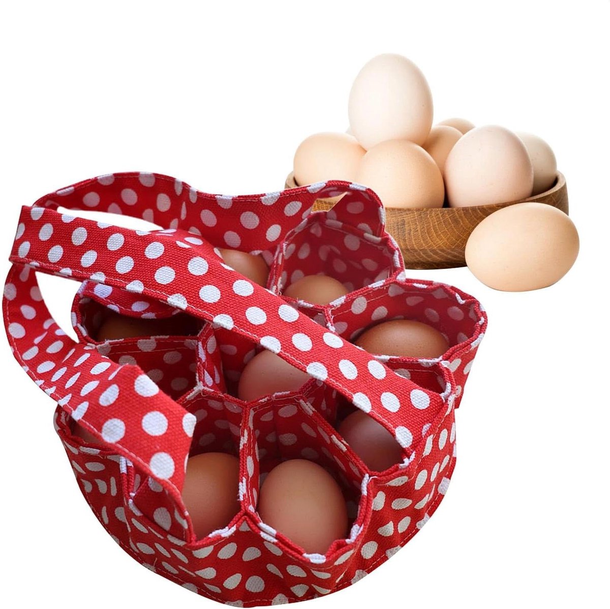 Eier Mand - Eier Tas - Eieren Verzamelen - 9 Vakken - 23 x 22 cm - Rood