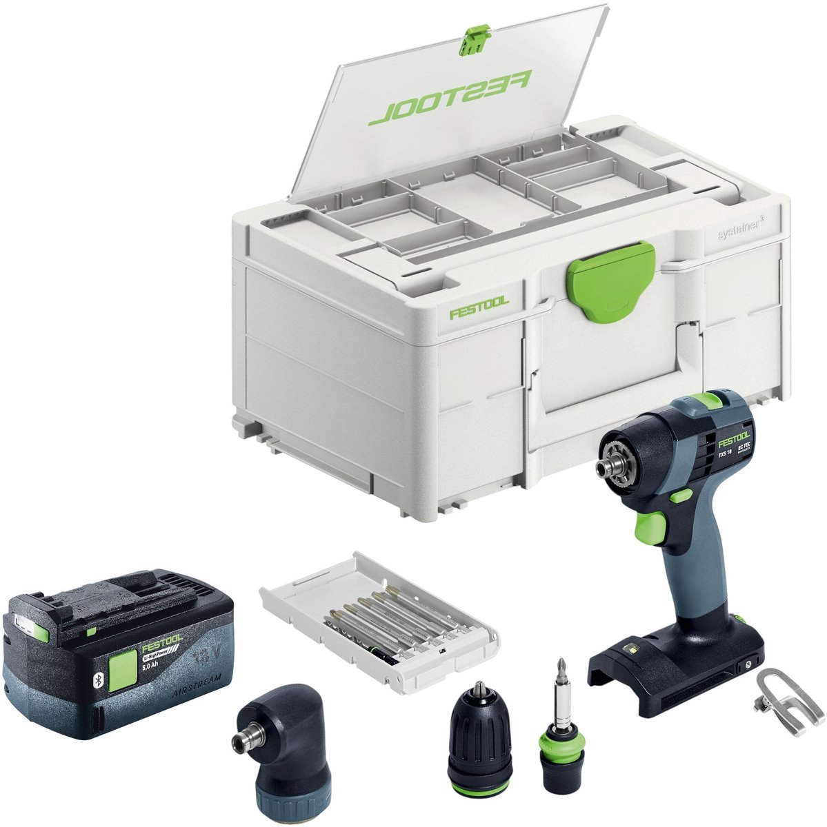 Festool TXS 18-basisset accuboormachine 18 V 40 Nm borstelloos + 1x accu 5,0 Ah + Systainer - zonder oplader