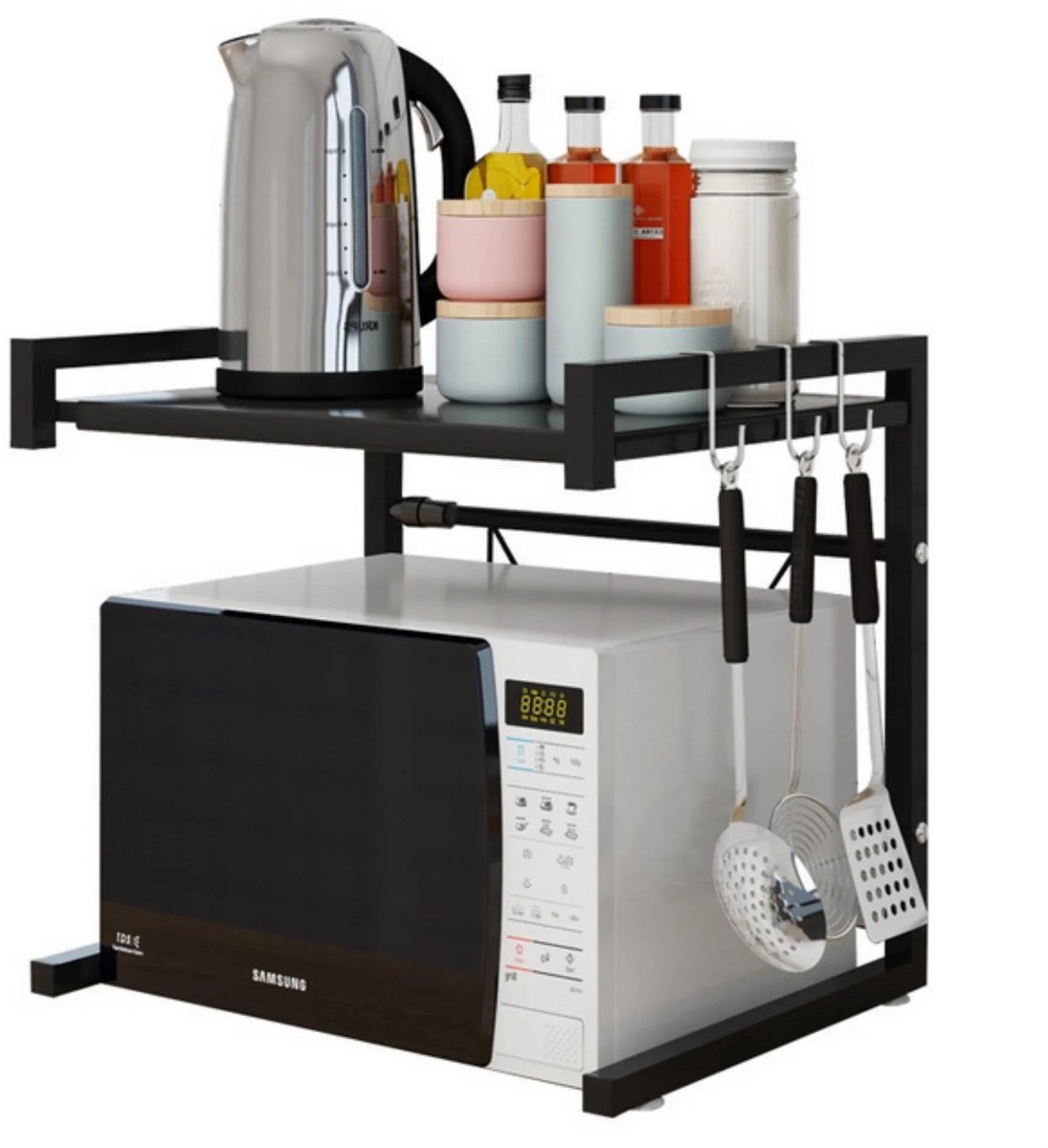 Magnetronrek - zwart - 2 - laags keuken organizer