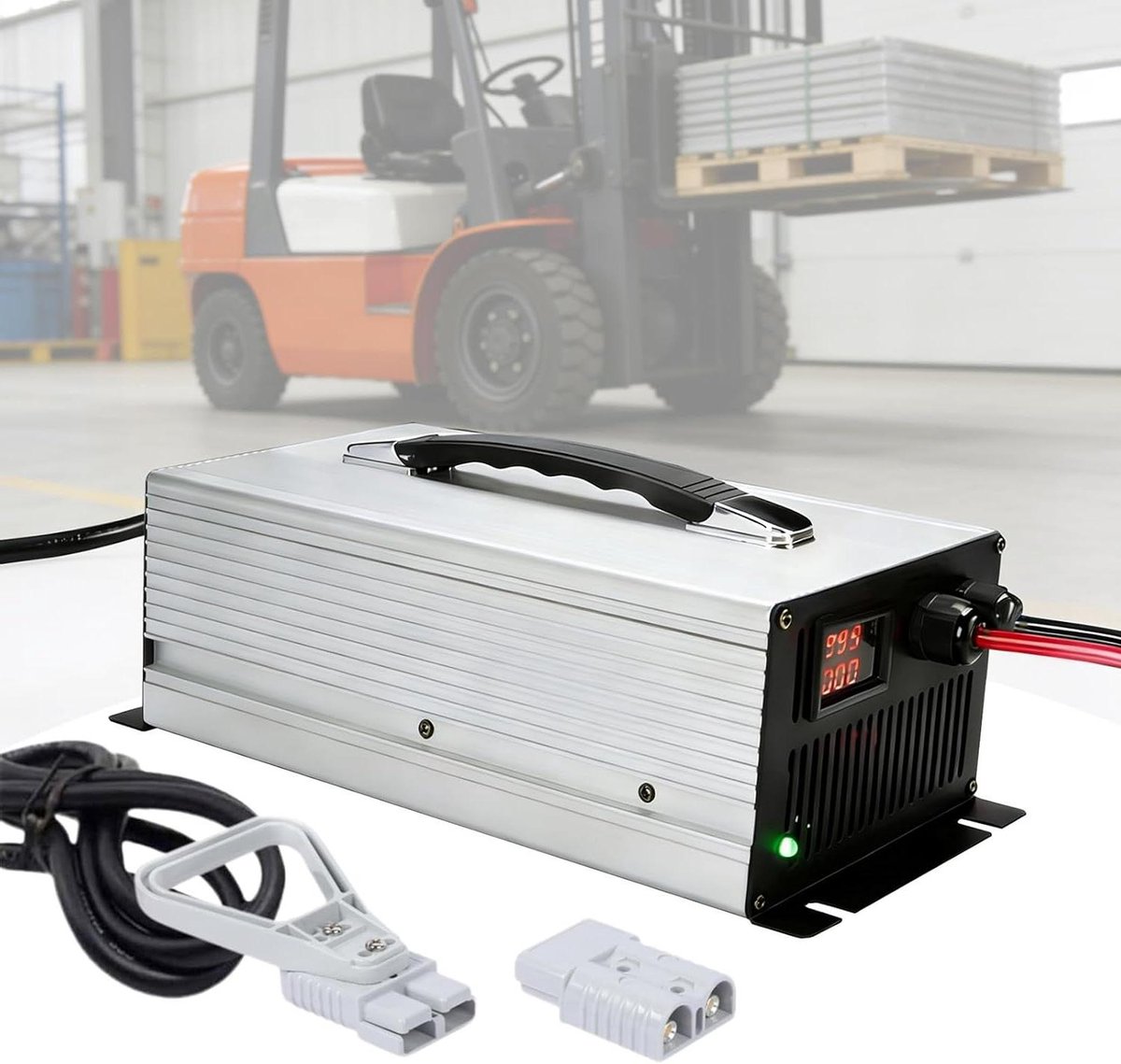 Acculader 36V 40A - Slimme Lader Heftruck - Elektrische Voertuigen Opladen - Aluminium Behuizing Koelventilator