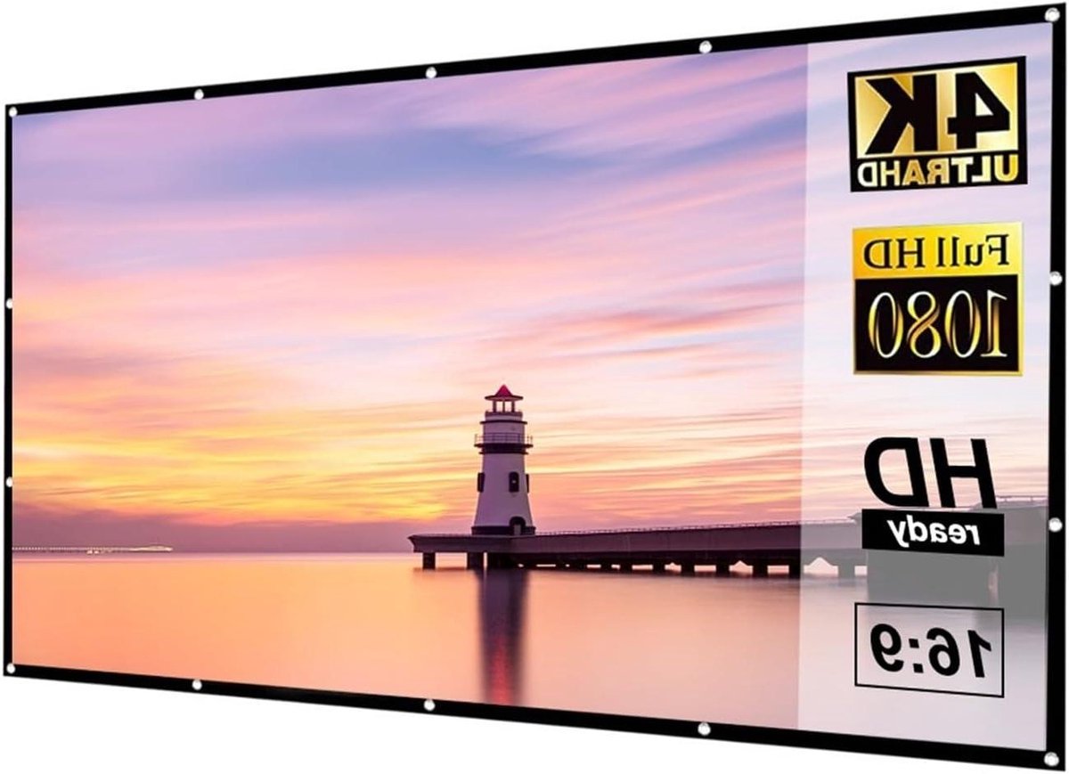 Projectiescherm - Projector Scherm - Thuisbioscoop - Grijs Gordijn Contrast - 120 inch - Mat Wit