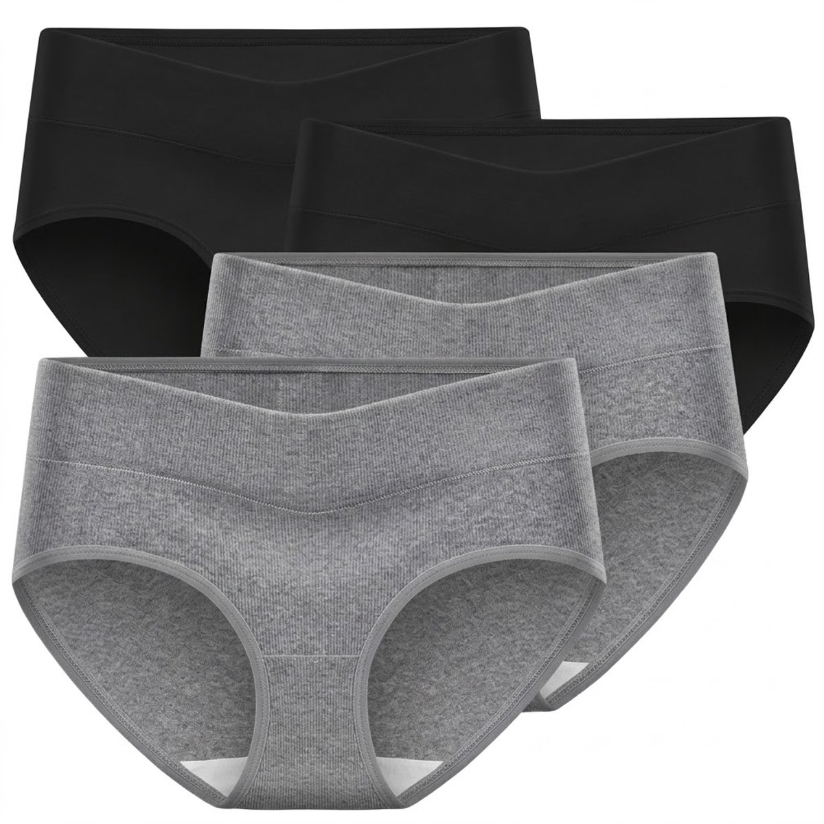 Grijs zwart sport onderbroek dames naadloos 4 pack maat XL – effen dames sport ondergoed met hoge taille en minimalistisch ontwerp – naadloze sportonderbroeken voor sport en dagelijks gebruik