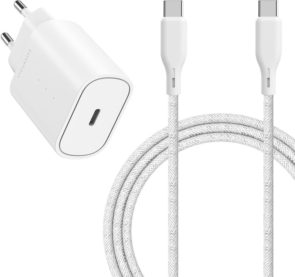 Ëssentials by Upström - USB-C Kabel 2,5m – Snelladen & Dataoverdracht 480 Mbps –25W - PD & PPS Oplader - Voor iPhone 15/16/17, Samsung, Android, Tablet & MacBook – Extra Sterk, Braided & Gerecycled