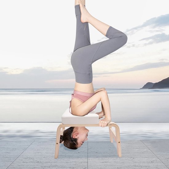 Damenzo - Yoga - Yoga blok - Gym - Kruk - Krachttraining - Fitness - Meditatie - Hoofdstand bankje - Draagvermogen tot 200kg - Wit — afbeelding 5