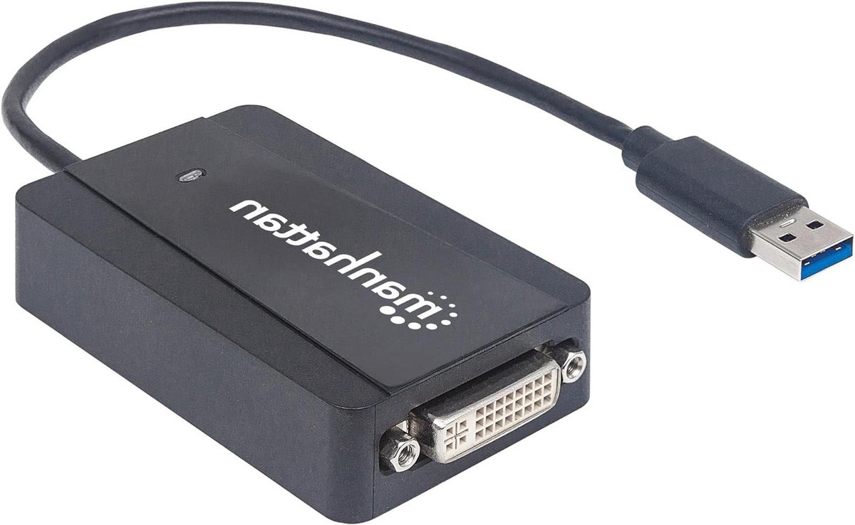 USB naar DVI Converter - Adapter Beeldscherm - Desktop Uitbreiden - Ondersteunt 6 Schermen - 2048 x 1152 Resolutie - Zwart