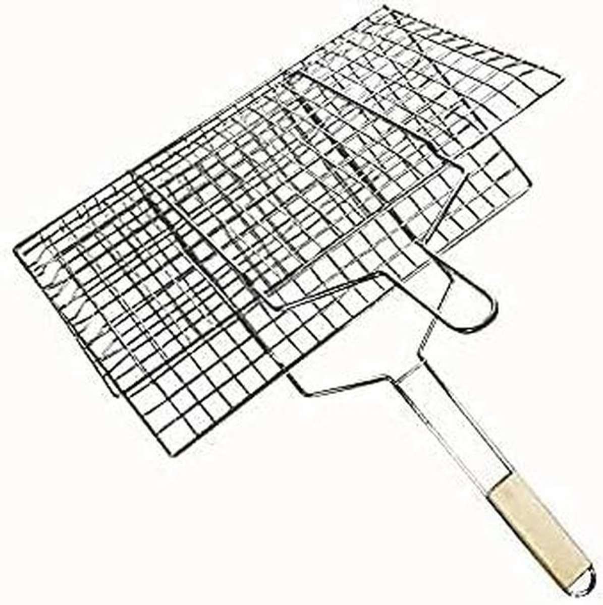Visgrillmand - BBQ mand - Buiten koken - Vergrendelbaar ontwerp - Met deksel - Zilver
