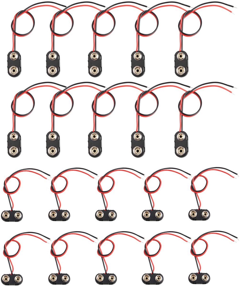 aladdien - 9V Batterij Clip Connector - 20 Stuks - I & T Type Adapter - Batterijaccessoire - Voor elektronica - Handig voor verbindingen - Geschikt ...