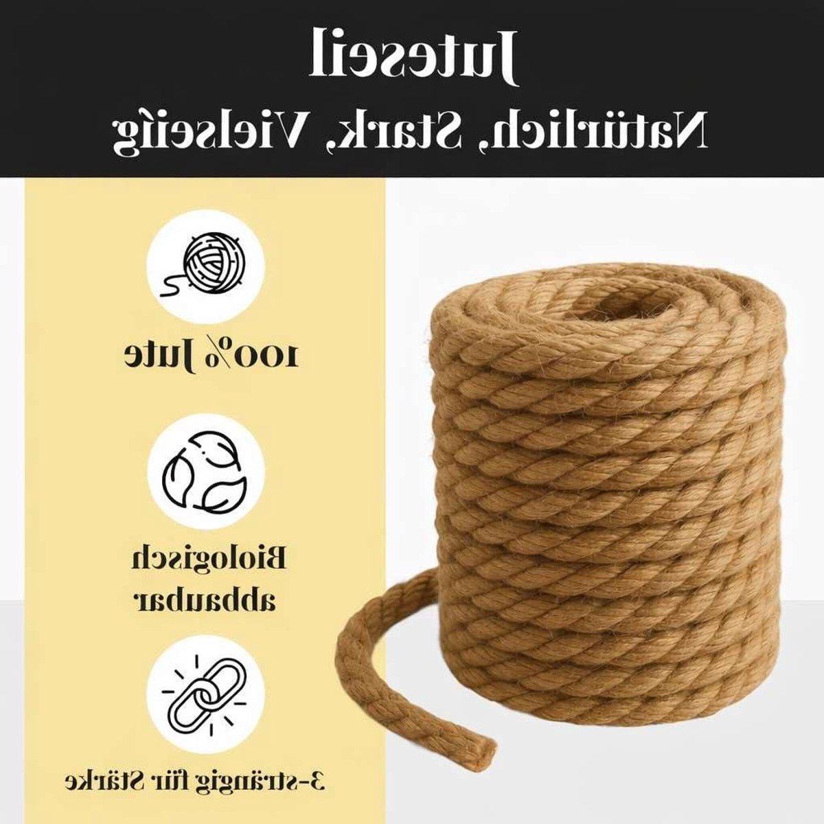 Jute Touw - Natuurlijk Touw - Tuinieren Knutselen - Biologisch Afbreekbaar - 8mm 200m - Natuurlijk Bruin