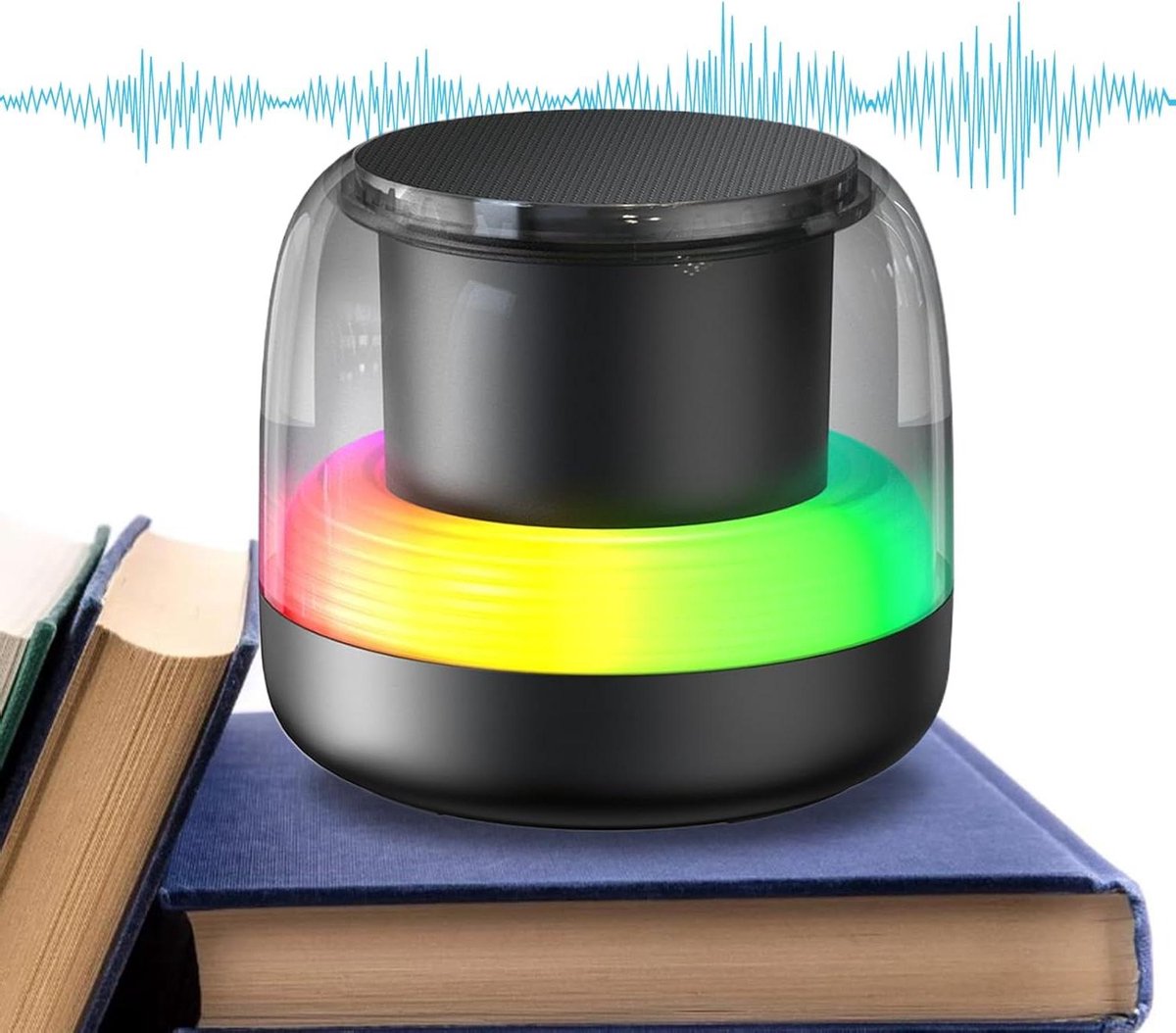 Draagbare Luidspreker - Draadloze Speaker - Muziek Streamen - RGB Lichteffecten - 9.4 x 9.9 x 9.4 cm - Zwart