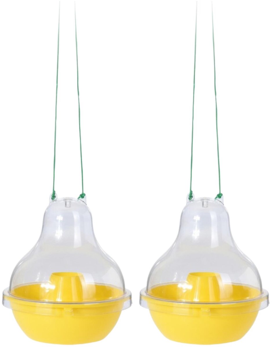 Wespenvangers / wespenval - 2x - geel - 20 cm - camping - tuin - wespen / hoornaars