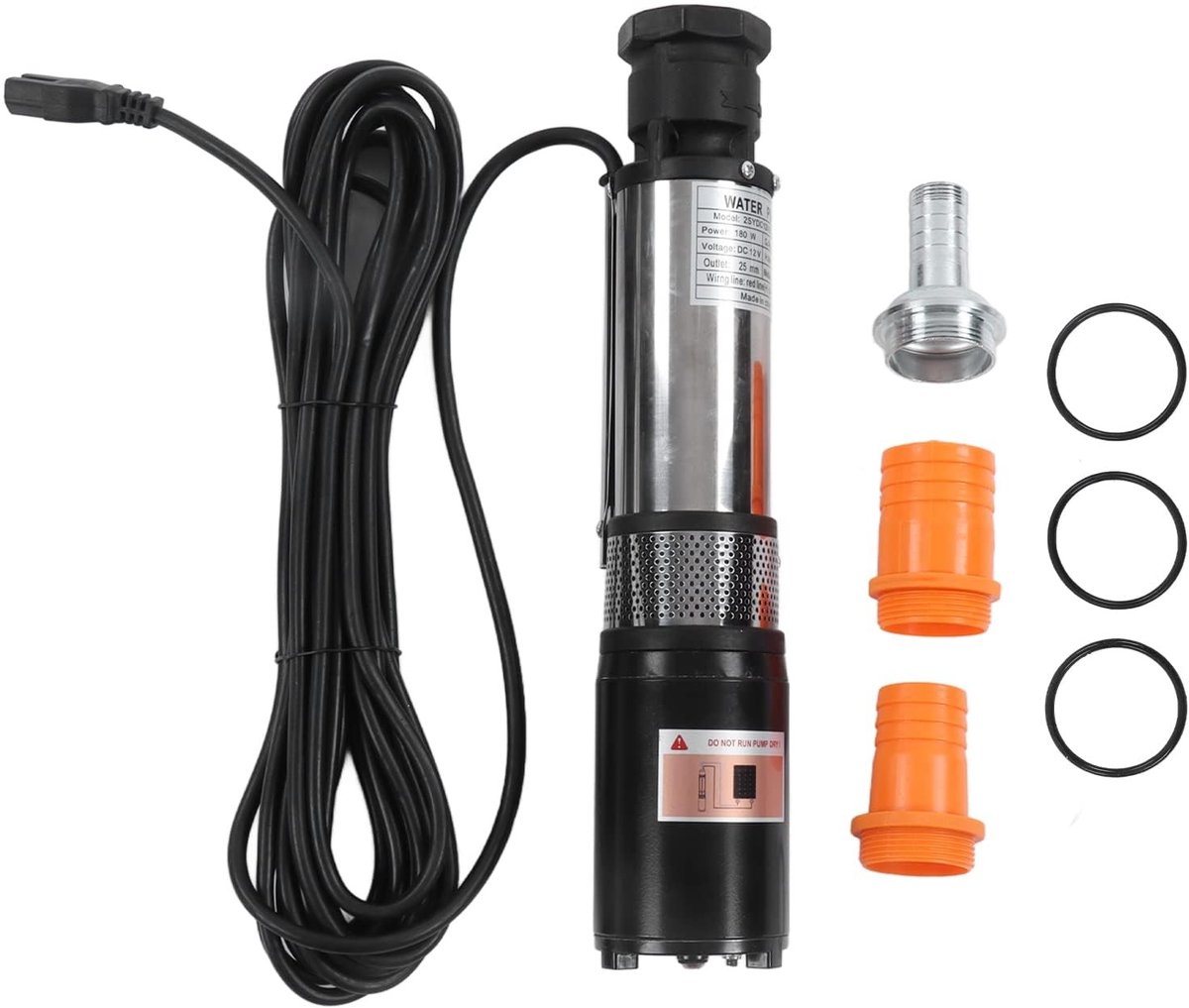 aladdien - Zerodis Solar Pomp 12V - 3 m³/h - 10m Opvoerhoogte - Duurzame Dompelpomp voor Irrigatie en Afwatering