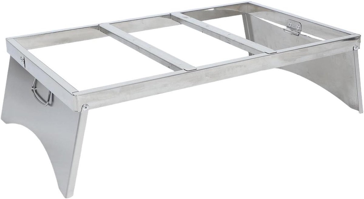 Buffetrek - Voedselwarmer standaard - Buffet organiseren - Opvouwbaar rechthoekig rek - 59 x 33.5 x 15.5 cm - Zilver