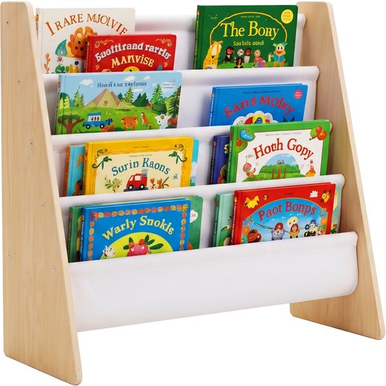 étagère à livres pour enfants - blanc - naturel - 63x60x39 cm - avec rangement