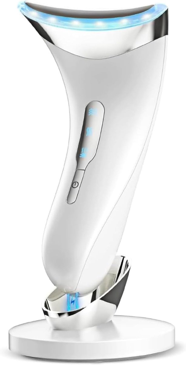 Anti-rimpel gezichtsmassageapparaat met thermische EMS-lift bij 45 °C en led-therapie 3 modi - verstevigend gezicht en hals gezichtsmassageapparaat dubbele kin elektrische schoonheid huidversteviging