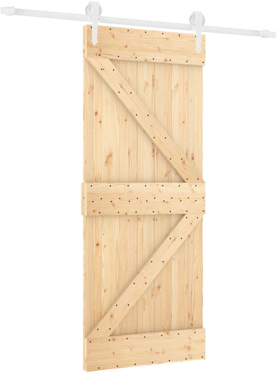 vidaXL - Schuifdeur - 85 - x - 210 - cm - Massief - Pine - Hout - (Onbehandeld)