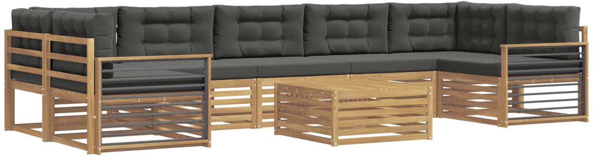 vidaXL Buiten - bank - set - 8 - st - 7-zits - Wit - en - antracietkleurig Wit en antracietkleurig