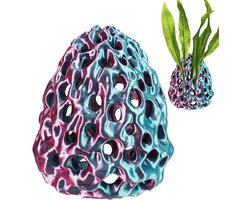 Aquarium Garnalen Grot - Vis Schuilplaats - Decoratie Aquarium - Poreus Koraalsteen - 8 x 7 x 8 cm