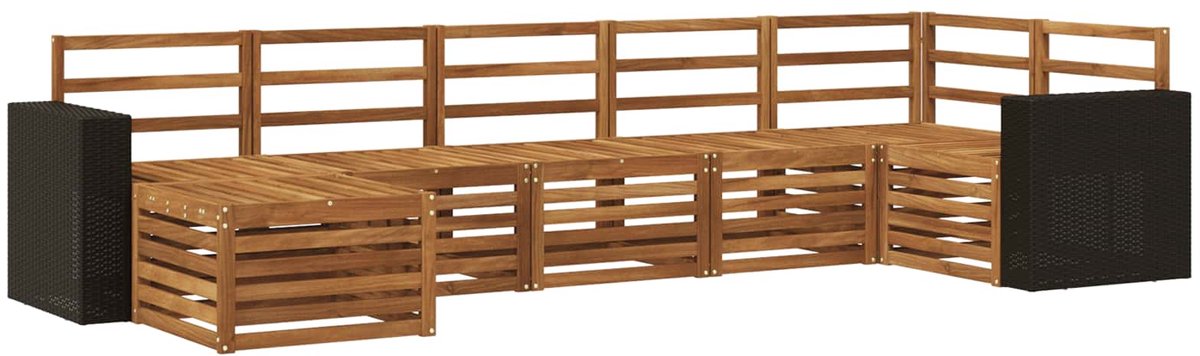 vidaXL Buiten - bank - set - 7 - st - 6-zits - Naturel - Massief - Acacia - Hout