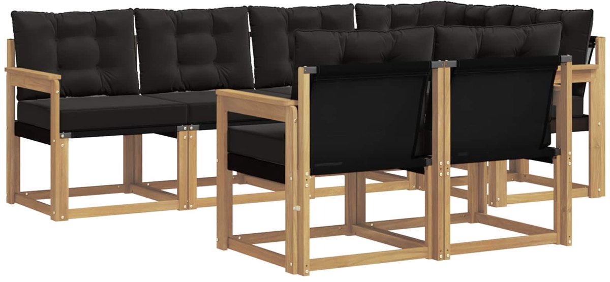 vidaXL Buiten - bank - set - 7 - st - 7-zits - Wit - en - zwart Wit en zwart