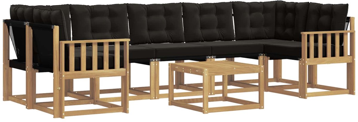 vidaXL Buiten - bank - set - 8 - st - 7-zits - Wit - en - zwart Wit en zwart