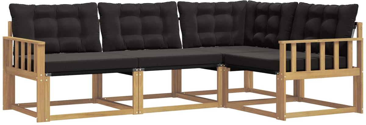 vidaXL Buiten - bank - set - 4 - st - Wit - en - zwart Wit en zwart
