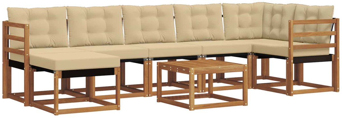 vidaXL Buiten - bank - set - 8 - st - 7-zits - Natuurlijk - en - Beige Natuurlijk en Beige