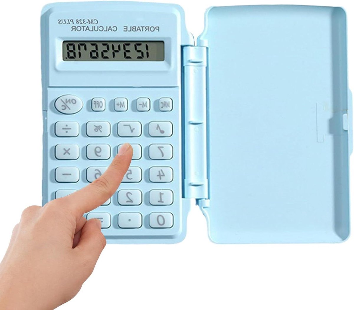 Mini Rekenmachine - Kleine Calculator - Dagelijkse Taken - Met Deksel - 8 Cijfers - Lichtblauw