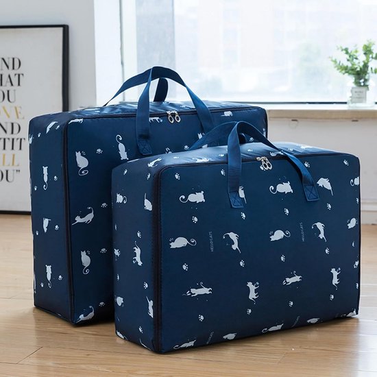 Opbergzak Dekens - Dekbed Opberger - Kleding Opbergen - Versterkt Draagvermogen - 55x33x20 cm - Marineblauw van Merkloos — afbeelding 4