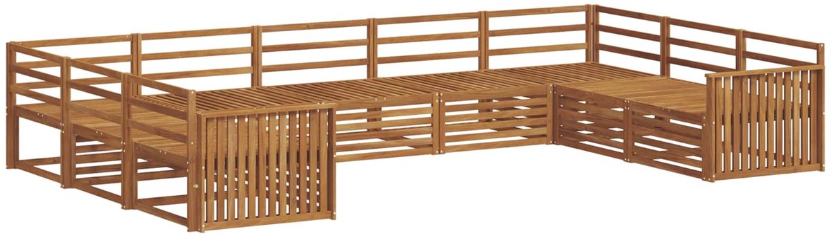 vidaXL Buiten - bank - set - 9 - st - 9-zits - Naturel - Massief - Acacia - Hout