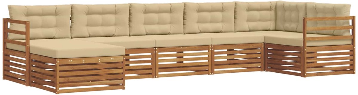 vidaXL Buiten - bank - set - 7 - st - 7-zits - Natuurlijk - en - Beige Natuurlijk en Beige