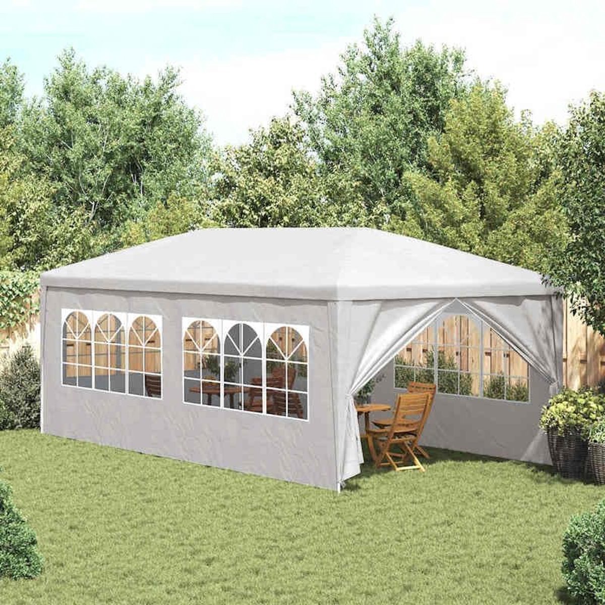 Partytent 3x6m - Paviljoen Feesttent - Outdoor Feesten - Waterdicht PE Dak - 3x6 Meter - Wit