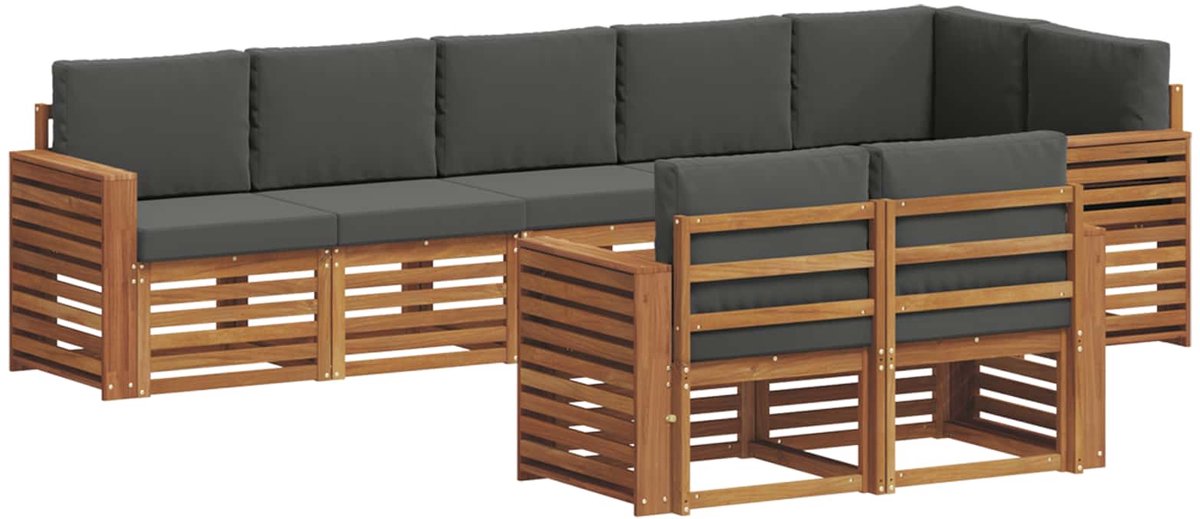 vidaXL Buiten - bank - set - 8 - st - Natuurlijk - en - Antraciet - Polyester Natuurlijk en Antraciet