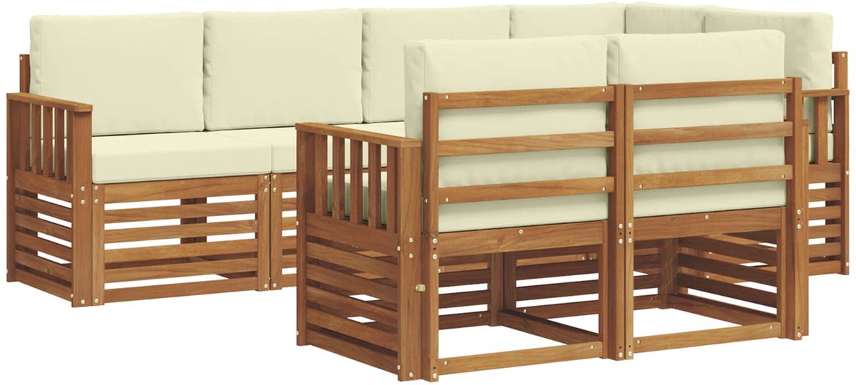 vidaXL Buiten - bank - set - 7 - st - Natuurlijk - en - Crème - Polyester Natuurlijk en Crème