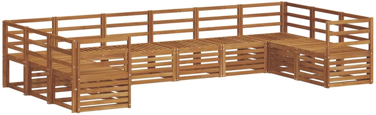 vidaXL Buiten - bank - set - 10 - st - 10-zits - Naturel - Massief - Acacia - Hout