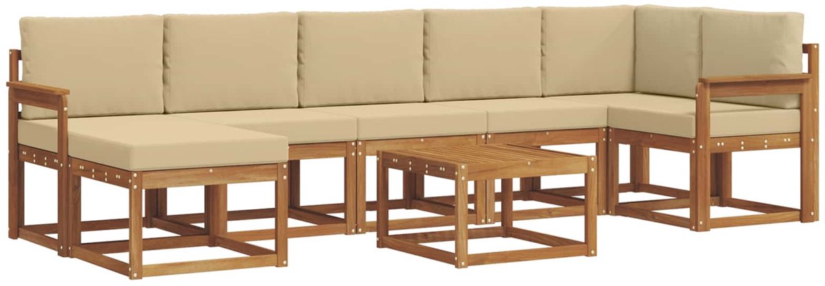 vidaXL Buiten - bank - set - 8 - st - 7-zits - Natuurlijk - en - Beige Natuurlijk en Beige
