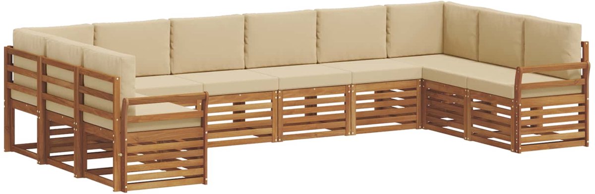 vidaXL Buiten - bank - set - 10 - st - 10-zits - Natuurlijk - en - Beige Natuurlijk en Beige