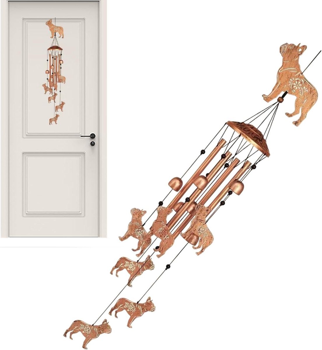 Honden Deurbel Klokkenspel - Huisdier Klokkenspel - Tuin Decoratie - Weerbestendig Ijzer - 85 cm - Afzonderlijke Kenmerken