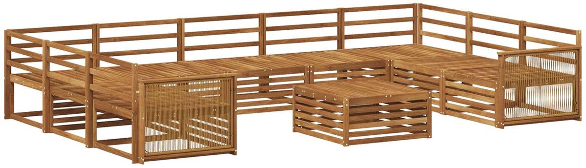 vidaXL Buiten - bank - set - 10 - st - 9-zits - Naturel - Massief - Acacia - Hout
