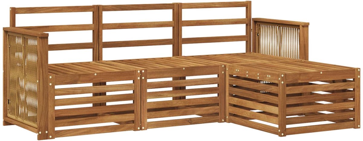 vidaXL Buiten - bank - set - 4 - st - 4-zits - Naturel - Massief - Acacia - Hout