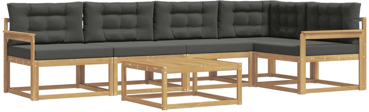 vidaXL Buiten - bank - set - 6 - st - 5-zits - Wit - en - antracietkleurig - Polyester Wit en antracietkleurig