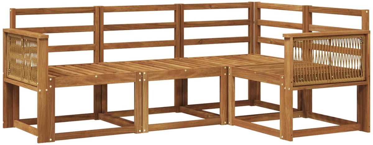 vidaXL Buiten - bank - set - 4 - st - 4-zits - Naturel - Massief - Acacia - Hout