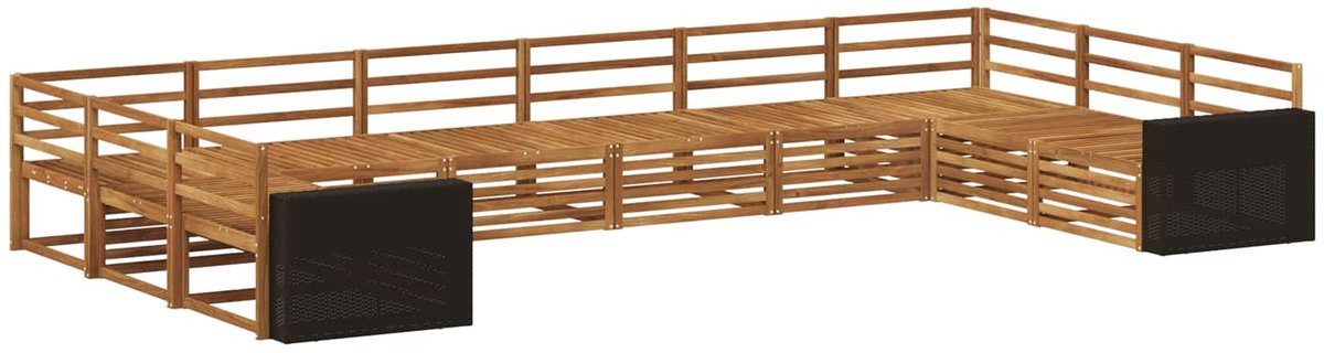 vidaXL Buiten - bank - set - 10 - st - 10-zits - Naturel - Massief - Acacia - Hout