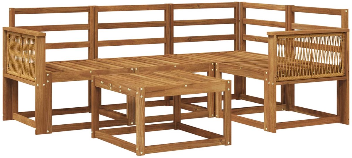 vidaXL Buiten - bank - set - 5 - st - 4-zits - Naturel - Massief - Acacia - Hout