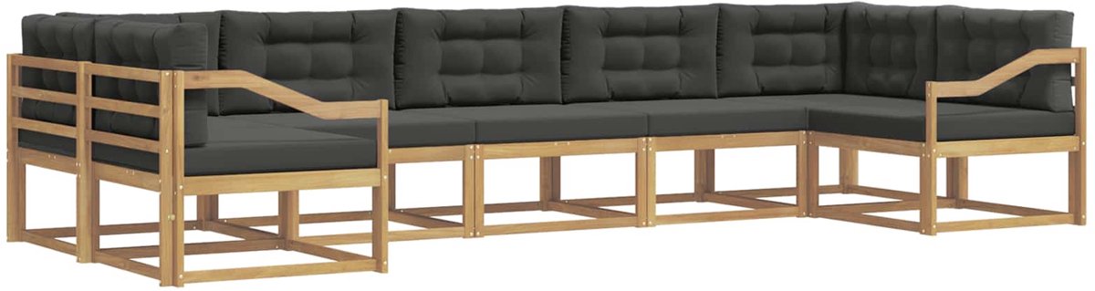vidaXL Buiten - bank - set - 7 - st - 7-zits - Wit - en - antracietkleurig Wit en antracietkleurig