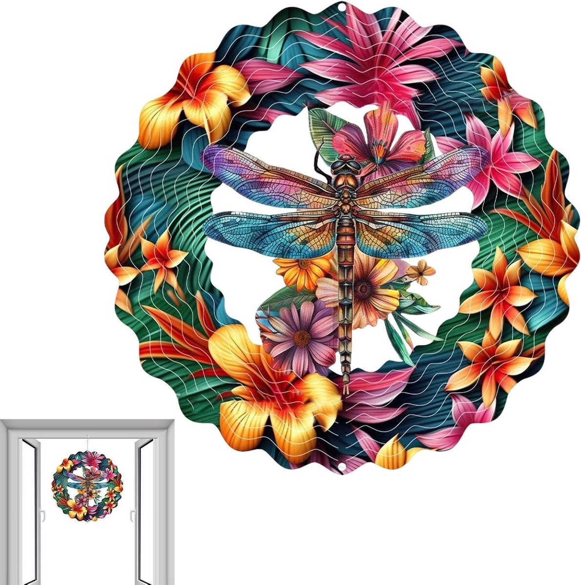 Windspinner Metaal - Tuindecoratie Sierobject - Buiten Decoratie - Weerbestendig Ontwerp - 25x25x0.5 cm - C