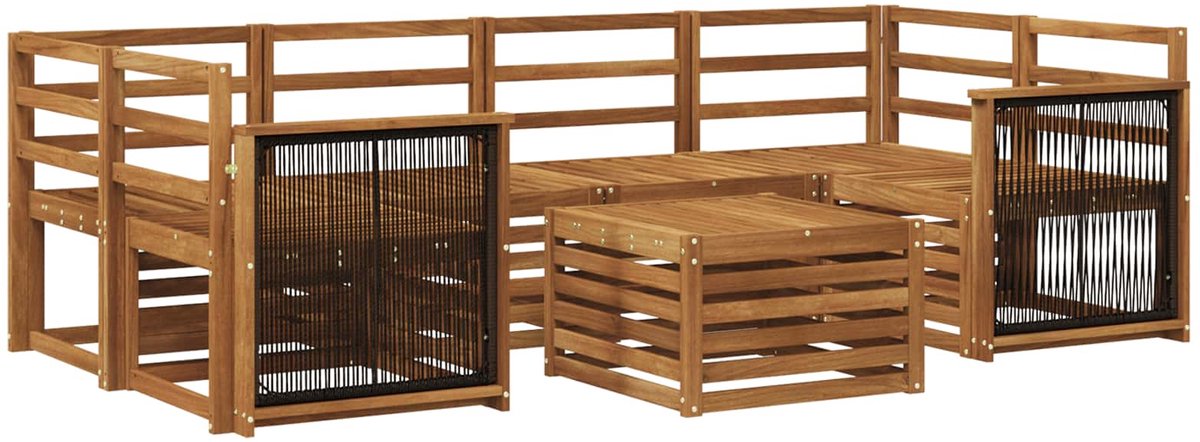 vidaXL Buiten - bank - set - 7 - st - 6-zits - Naturel - Massief - Acacia - Hout