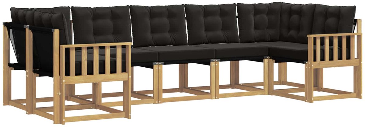 vidaXL Buiten - bank - set - 7 - st - 7-zits - Wit - en - zwart Wit en zwart
