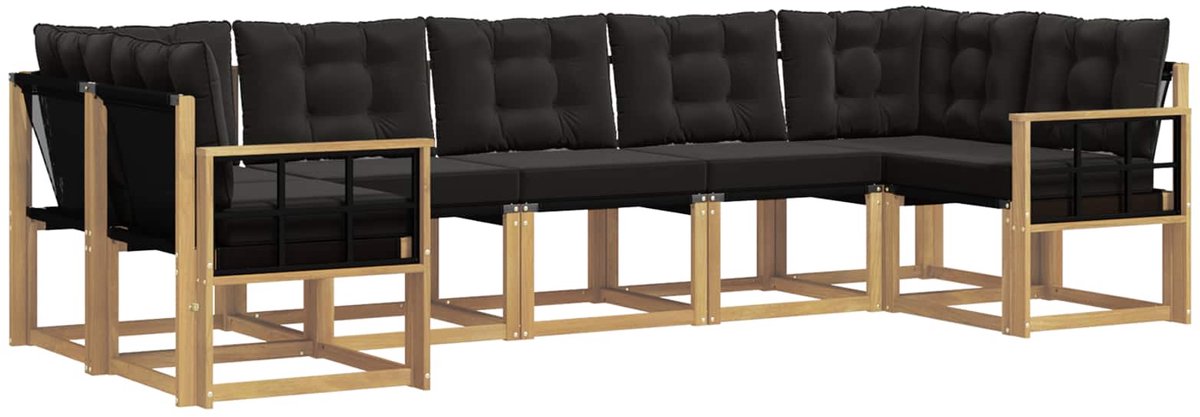 vidaXL Buiten - bank - set - 7 - st - 7-zits - Wit - en - zwart Wit en zwart