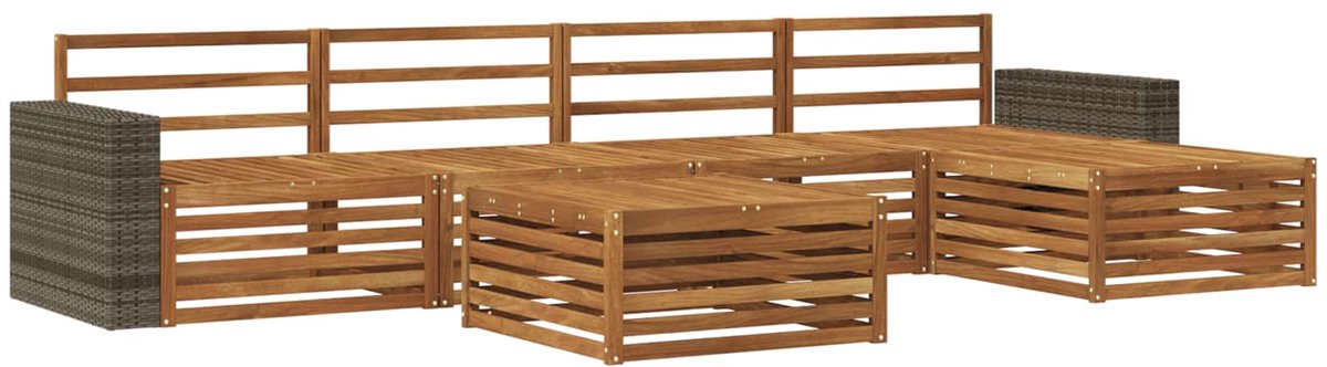 vidaXL Buiten - bank - set - 6 - st - 5-zits - Naturel - Massief - Acacia - Hout